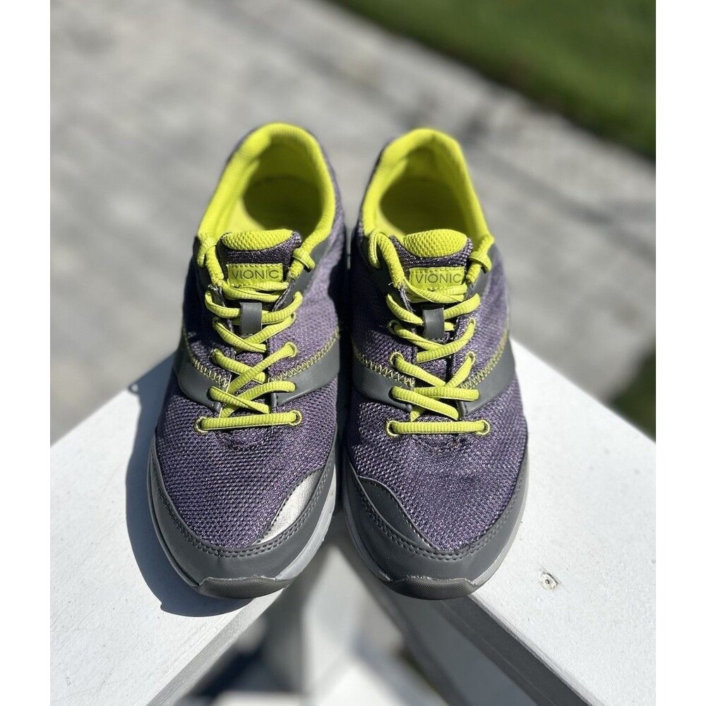 Vionic Women’s Athletic Walking Shoes Gray Purple Lime US 7 EU 38